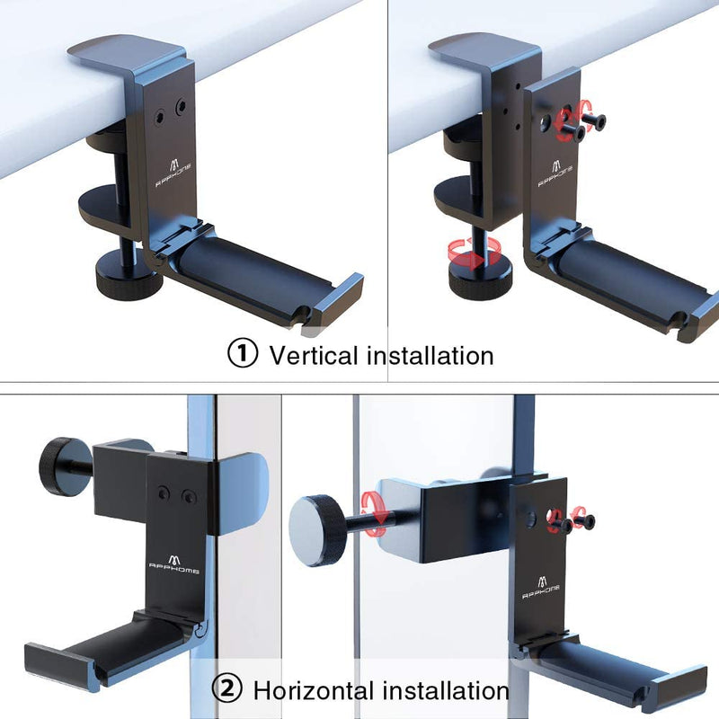 Headphone Hook Desk, Headphones Stand under Table Foldable Headset Holder Clamp Hanger Mount, Built in Cable Clip Organizer for PC Gaming, Office, Backpack Bag Purse Hanging